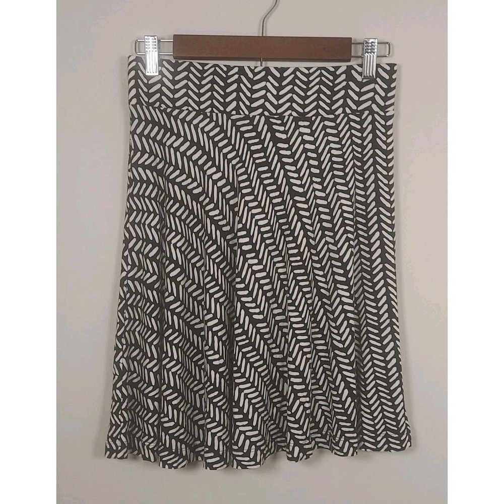 LOFT A-Line Skirt Womens XS Black White Geometric Jersey Knit Pull On 316329